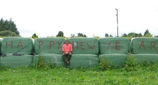Happy New Year on Hay Bales Buenos Aires
